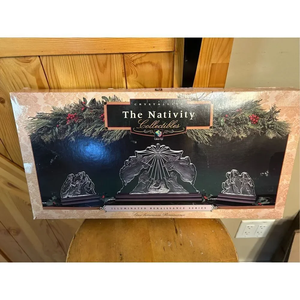 Light Up Nativity Set Christmas Holiday Vintage 1994 Crystalline Nativity Collec
